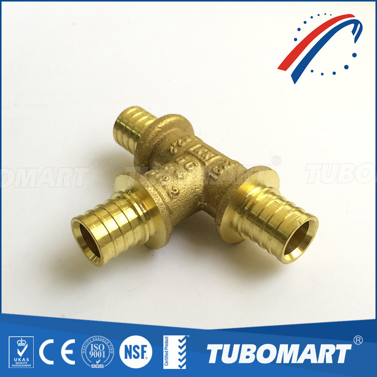 ISO certificate plumbing brass fitting tee pex fitting for pex pipe system OEM factory price