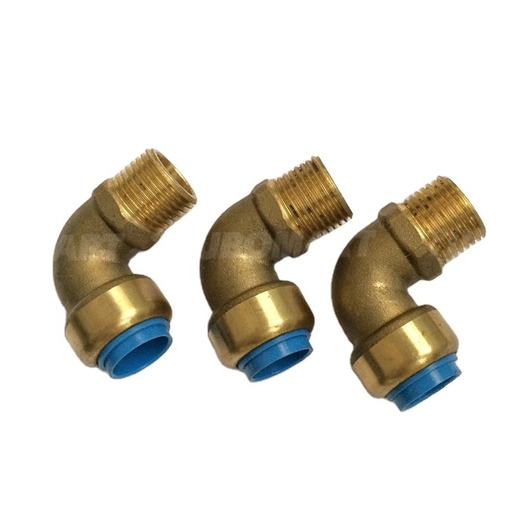 Plumbing Brass push in copper elbow air fittings 16mm 20mm 1/2