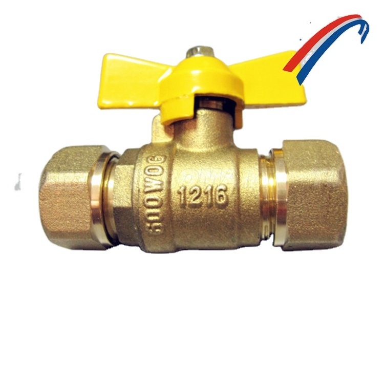 Tubomart Brass manufacture 20 years experience 16mm pap pipe gas valve brass butterfly ball valve with CE approve