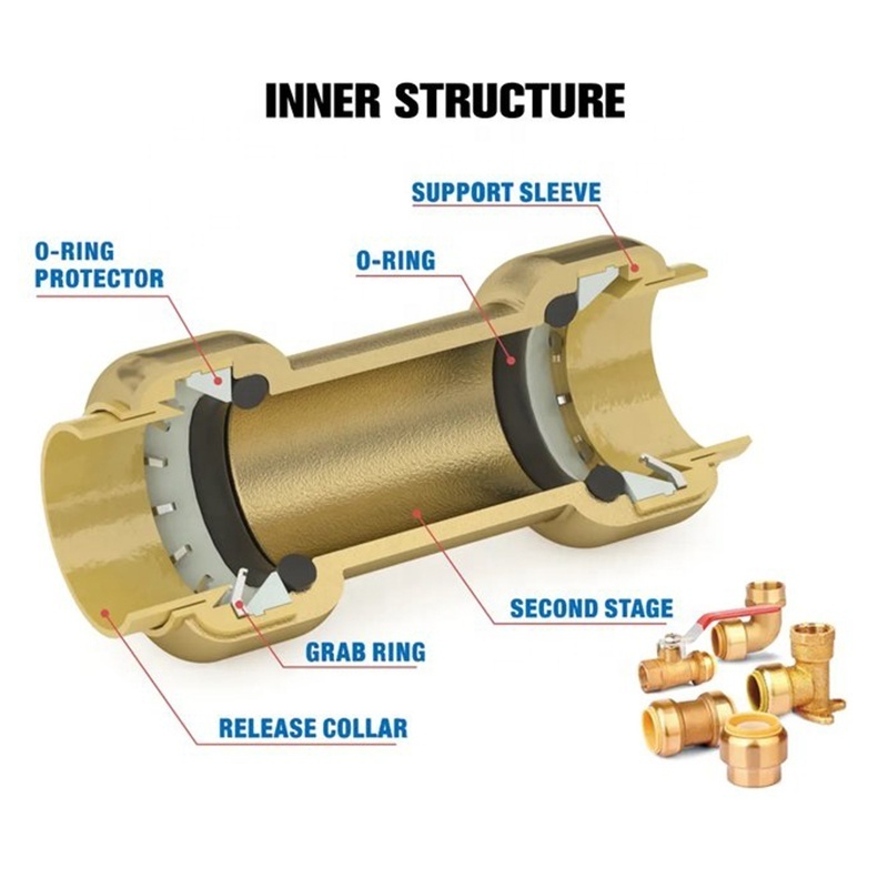 Brass Plumbing Push Fittings 1/2