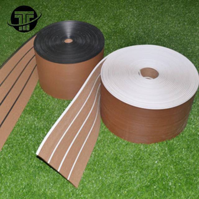 PVC Faux Teak Boat Decking Sheet Boat Flooring Decking 5MM Thick Anti-slip for Marine Yacht RV Swimming Pool Garden