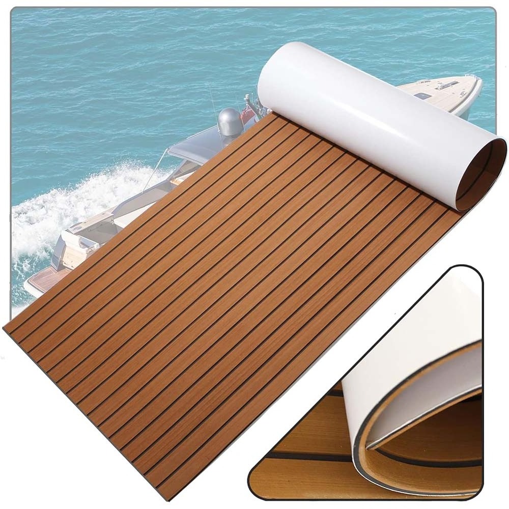 China Factory Exports PVC Foam Teak Floor Decking Sheet for Boat Yacht Non Slip and Self Adhesive Sea Deck Boat Flooring Pad