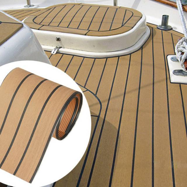 China Factory Exports PVC Foam Teak Floor Decking Sheet for Boat Yacht Non Slip and Self Adhesive Sea Deck Boat Flooring Pad