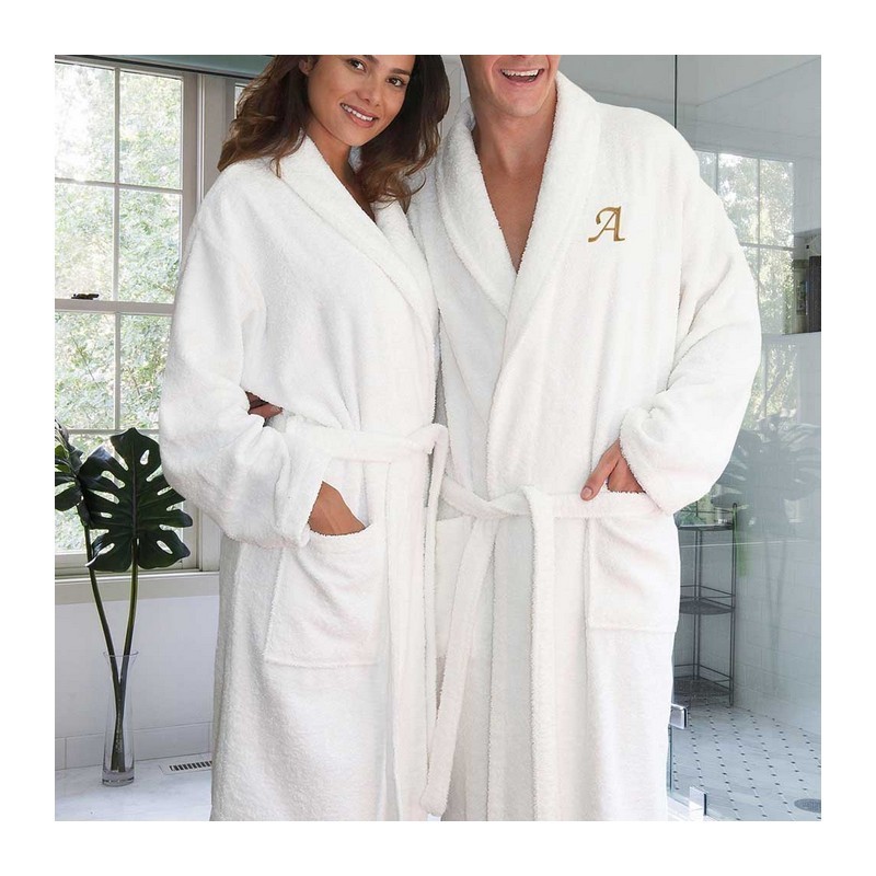 Customizable Unisex Bathrobe Multisize Different Colors 100% Cotton Microfiber Polyester Embroidered Logo Terry Bathrobe