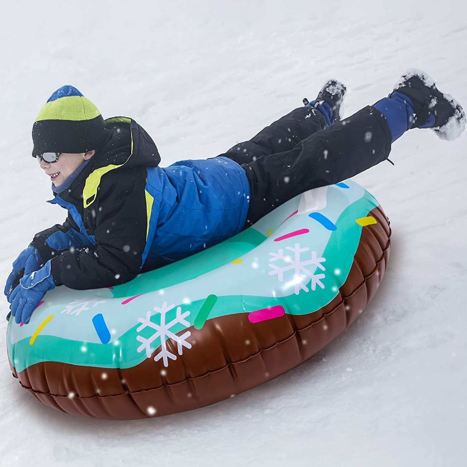 Can be customized Blue Donut Inflatable Snow Ski Tube Winter Inflatable Outdoor Toys for Kids