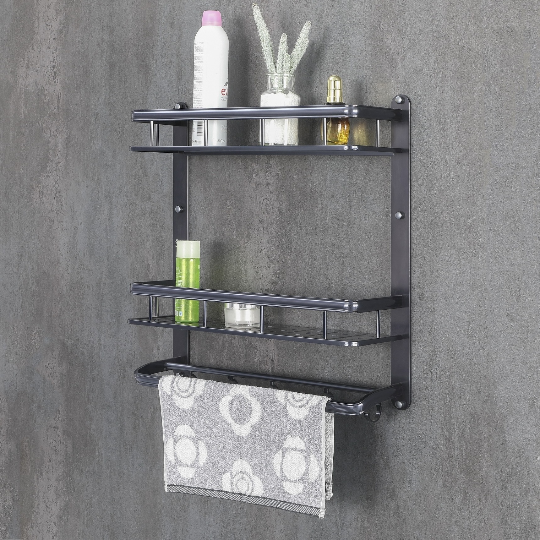 Aluminum Wall Mount Shampoo Rack No drilling Bathroom Shelf Shower Caddy Organizer