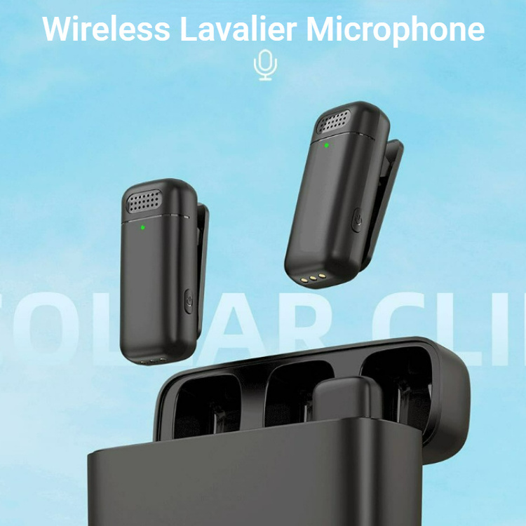 Internet celebrity Live Audio Video portable Noise Cancelling lapel mic new wireless Dual lavalier microphone with Charging Case