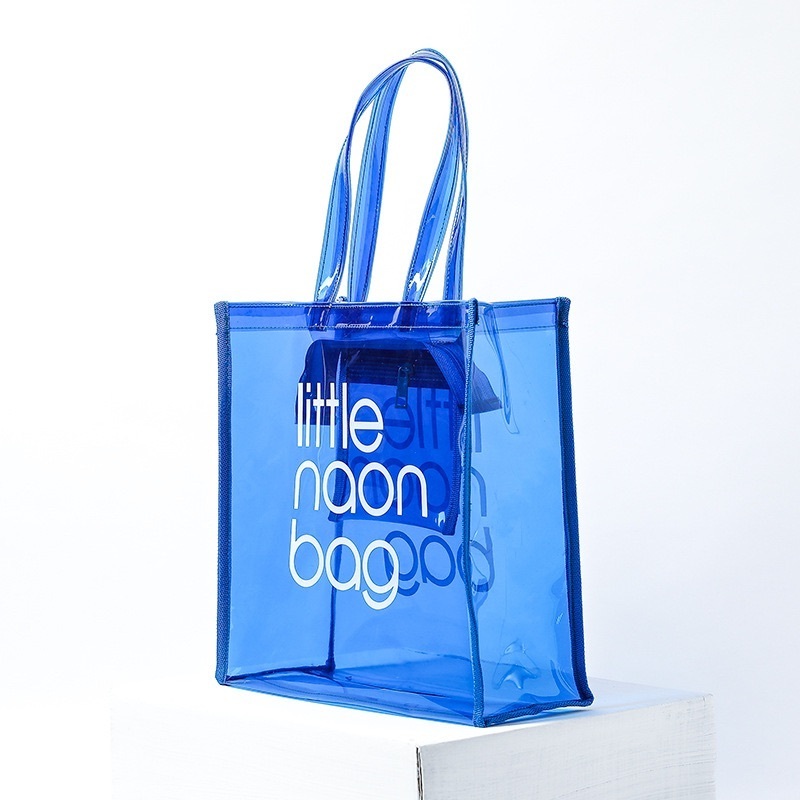 Custom fashion eco friendly cheapest high quality transparent little neon pvc tote bag