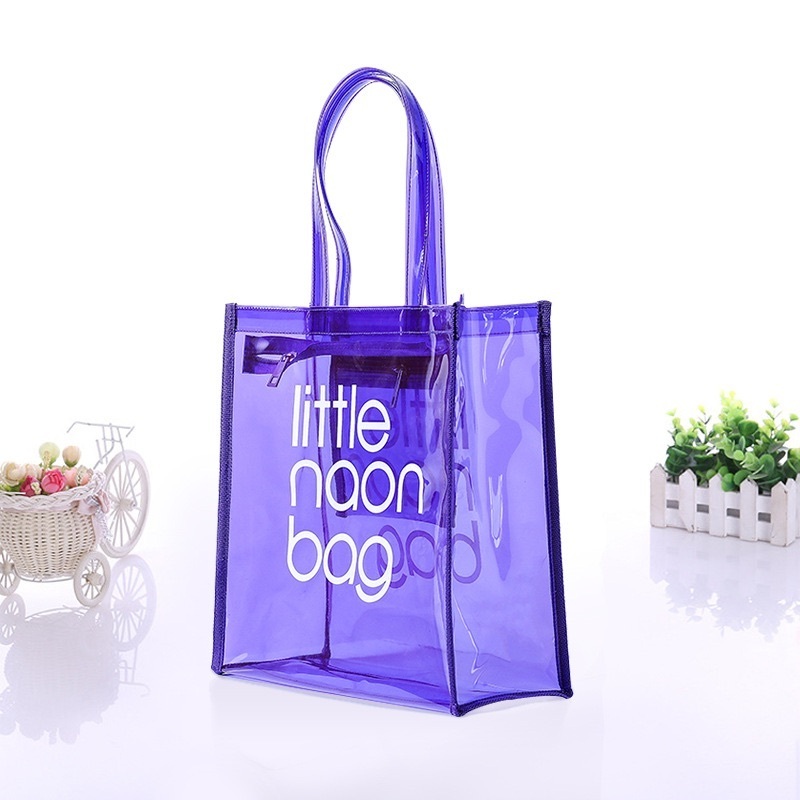 Custom fashion eco friendly cheapest high quality transparent little neon pvc tote bag