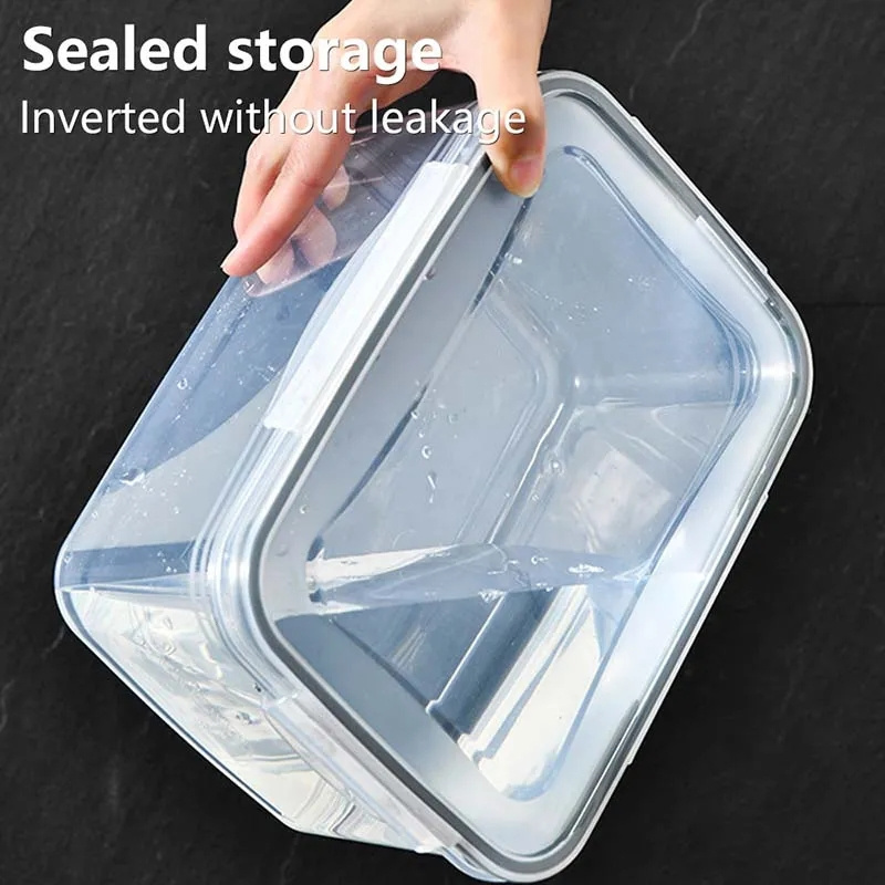 Household Refrigerator Fresh-keeping Box Kitchen Drain Basket with Cover Washing Fruit and Vegetable Basket Plastic Storage Box