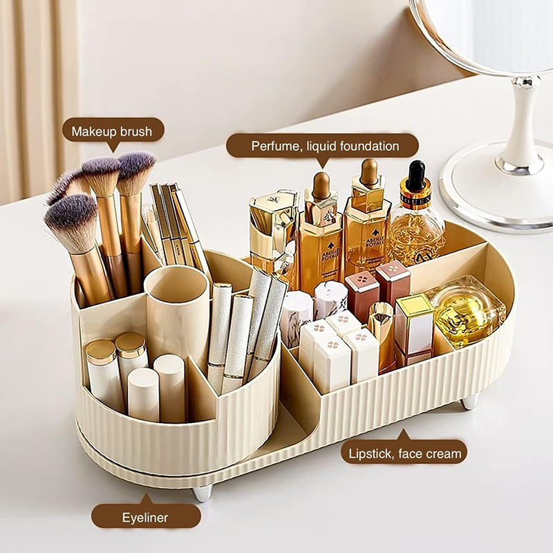 Rotating Makeup Organizer Make Up Brush Holder Large Capacity Cosmetic Display Case for Storage Eyeliner Lipsticks Skincare