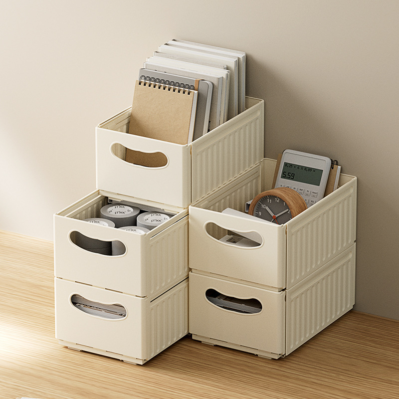 Retractable Plastic Storage Bins Foldable Stackable PP Box Containers Organizer for Closet Kitchen Pantry Cabinet Dresser