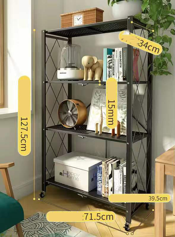 Metal Storage Shelf 4 Tiers Wooden Display Bookshelf Rivet Angle Iron Shelving Kitchen Rack Wardrobe Shelf