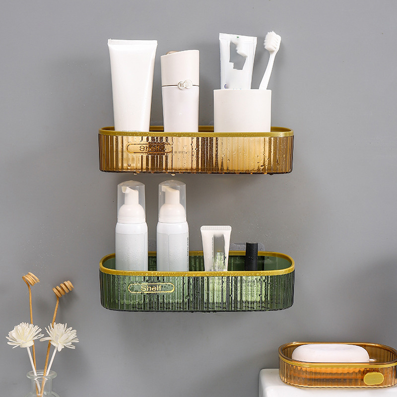 Fashion Cheap Wall Mount Plastic Shelf Shower Storage Rack Gel Holder for WC Shampoo Organizer Toilet Bathroom Accessories