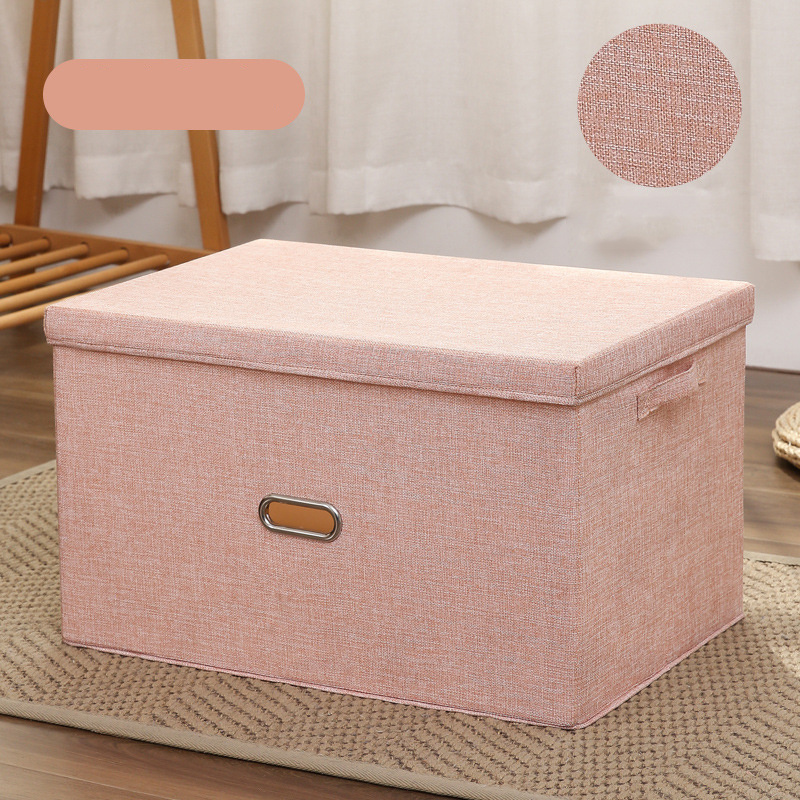 Stackable Burlap Cloth Cube Storage with Lid Collapsible Metal Handles Toy Box Storage Decorative Cubes Baskets Container Box