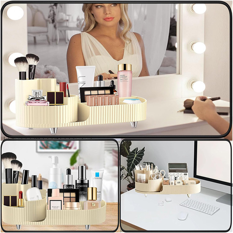 Rotating Makeup Organizer Make Up Brush Holder Large Capacity Cosmetic Display Case for Storage Eyeliner Lipsticks Skincare