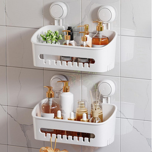 Removable Suction Cup Hanging Shower Caddy Powerful & Durable Wall Mounted Bathroom Shelf Organizer Washroom Accessories