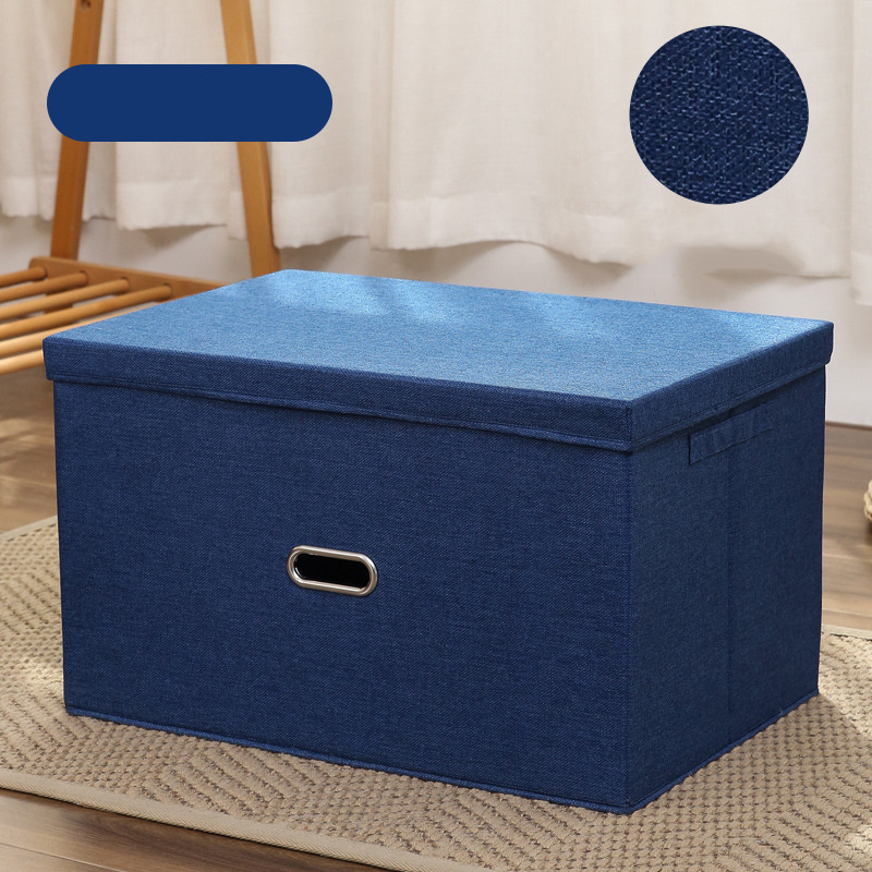 Stackable Burlap Cloth Cube Storage with Lid Collapsible Metal Handles Toy Box Storage Decorative Cubes Baskets Container Box