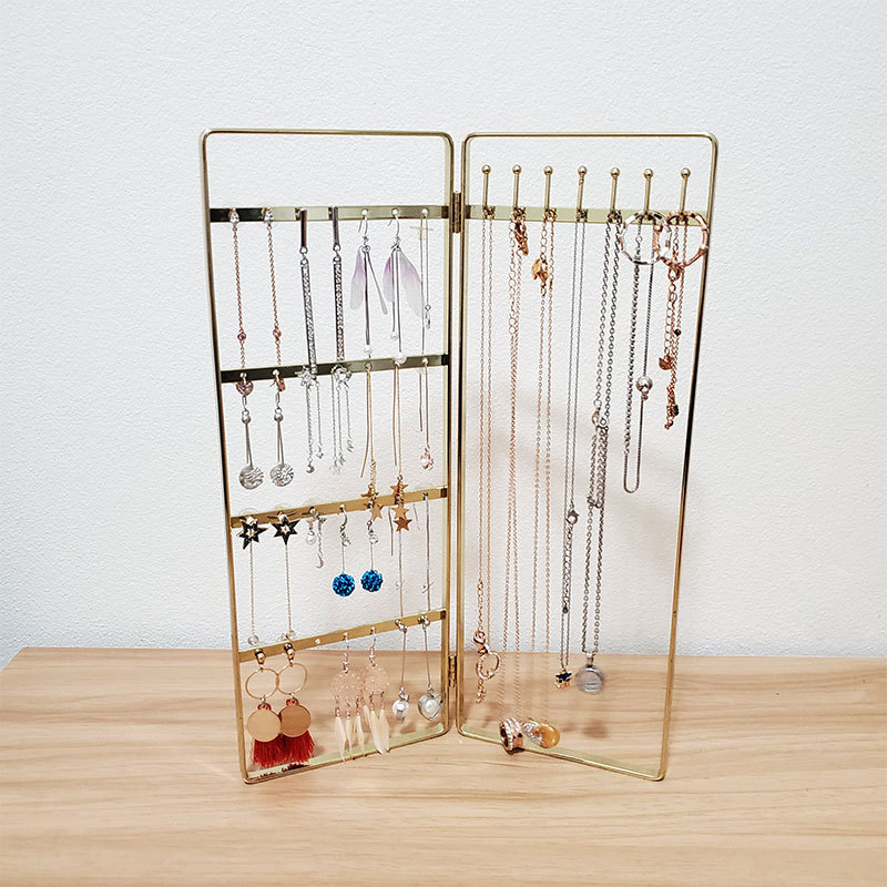 New Fashion Golden Metal Jewelry Holder Display Rack Stand Necklace Earrings T Bar Display Jewelry Storage Rack Hanger