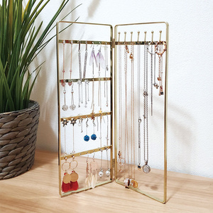 New Fashion Golden Metal Jewelry Holder Display Rack Stand Necklace Earrings T Bar Display Jewelry Storage Rack Hanger