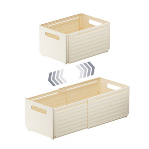 Retractable Plastic Storage Bins Foldable Stackable PP Box Containers Organizer for Closet Kitchen Pantry Cabinet Dresser