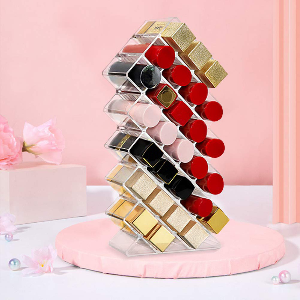 28 Slots Lipstick Organizer 28 Spaces Clear Acrylic Lipgloss Holder Lip gloss Rack Shelf Display Stand Lipstick Storage Box