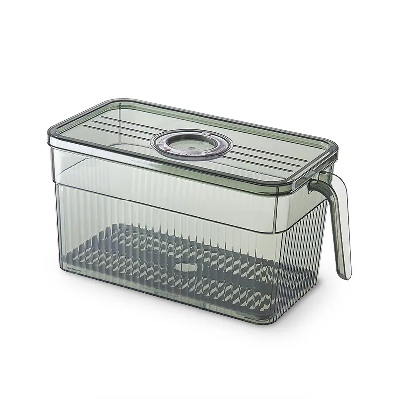 Kitchen Large Capacity Portable Transparent Plastic Box Crisper Finishing Frozen Storage Box Eco PET Refrigerator Organizer