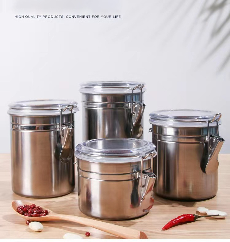 Kitchen Candy Tea Sugar Coffee Canister Sets Airtight Metal Container  Food Storage Stainless Steel Canister Set Containers