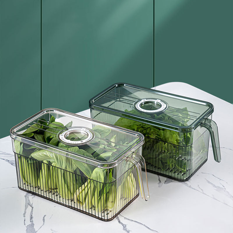 Kitchen Large Capacity Portable Transparent Plastic Box Crisper Finishing Frozen Storage Box Eco PET Refrigerator Organizer