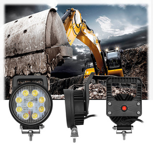 27W 5" Round LED Work Lights With Switch and Handle 12 24V Tractor Off road Truck LED Work Light