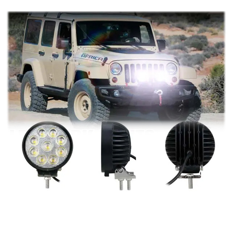 ECE R10 27W Off-Road Spot Auxiliary Light 12V 5 Inch Round LED Work Light  For Truck SUV ATV Tractor