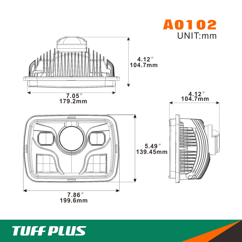 DOT Approved High Beam LED Headlamp High Brightness 4x6 Inch Rectangular LED Headlight for Truck