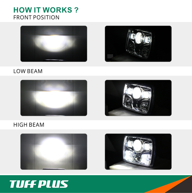 DOT Approved High Beam LED Headlamp High Brightness 4x6 Inch Rectangular LED Headlight for Truck