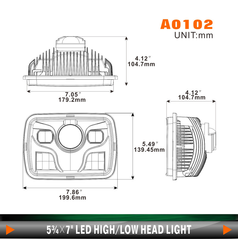 5X7 Inch Led Driving Off Road Automotive Led Square Headlights Motorcycle Truck Car Square 5*7 4*6 Inch Bright Led Headlights