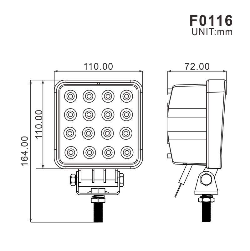 48W Led Square Headlights Tuff Plus Hot Sale 4.3 Inch Square Led Work Light For Truck Tracto Atv Utv Boat Led Working Lights