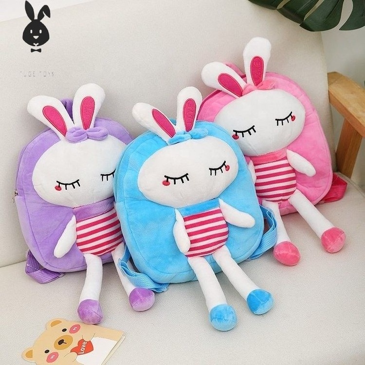 Hot sale new bunny schoolbag plush children's shoulder bag cute cartoon plush backpack