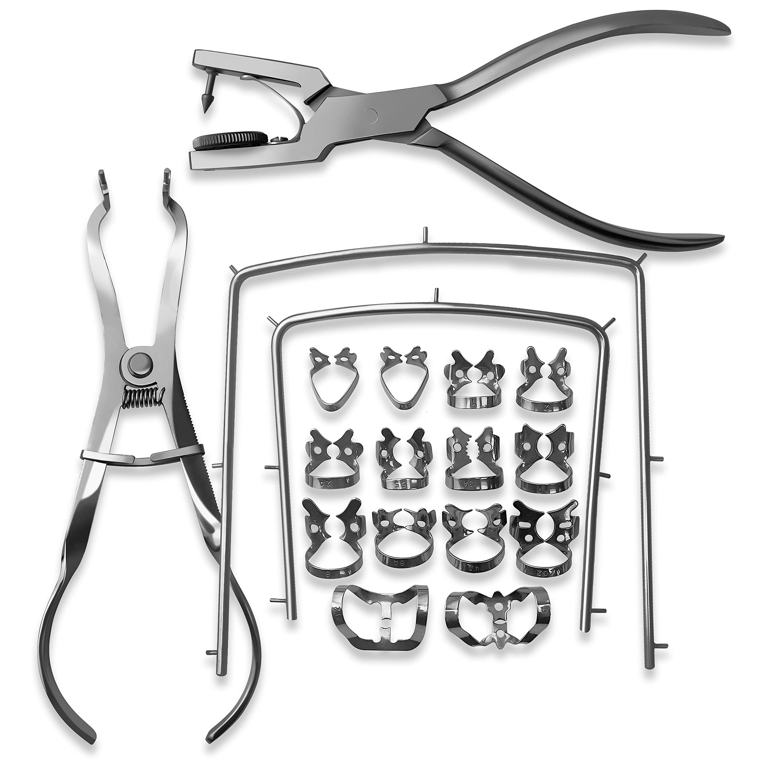 Wholesale Manufacture Dentist Basic Universal Frame Rubber Dam Kit Restorative Endodontic Punch Pliers Clamps Instruments Kit