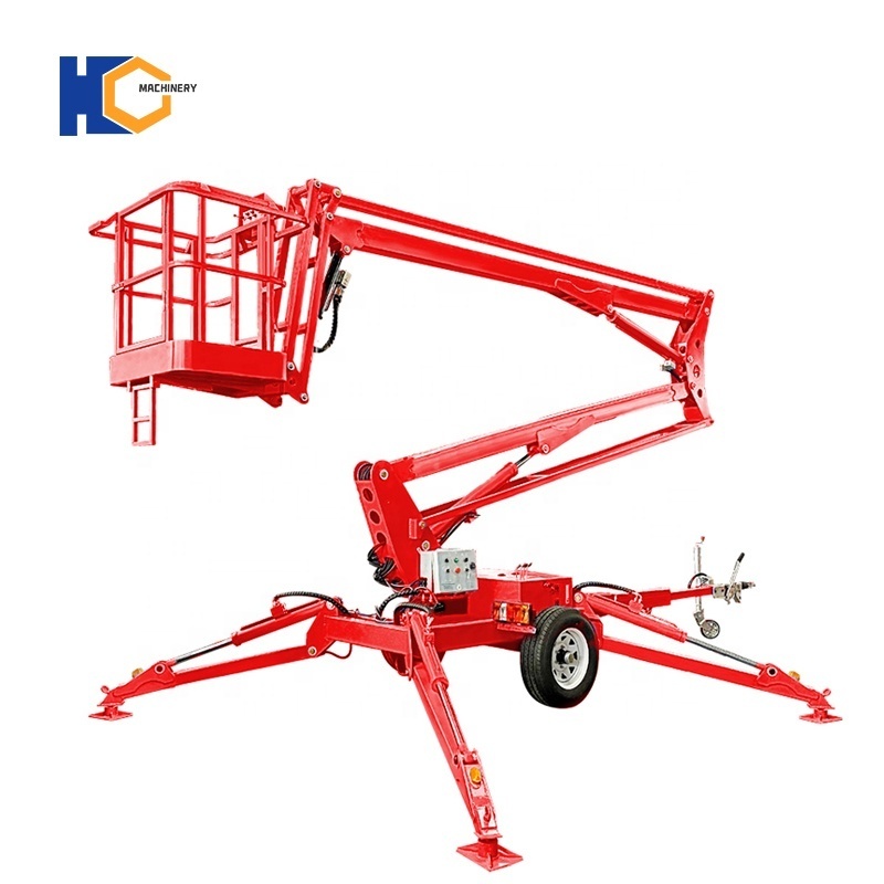 HC Hot Selling 12m Telescopic cherry picker small articulating genie boom lift towable