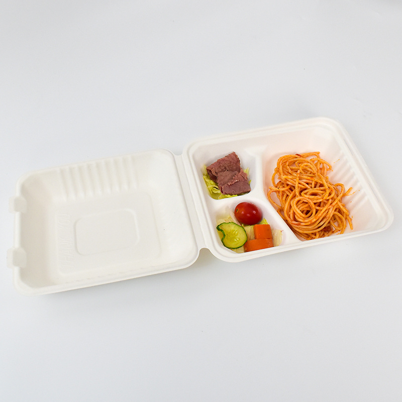 Free Sample Restaurant Hot Fast Food Take Away Packaging Lunch Box Disposable Biodegradable Clamshell Food Container