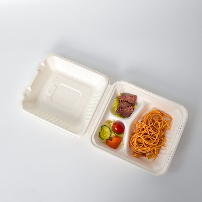 Free Sample Restaurant Hot Fast Food Take Away Packaging Lunch Box Disposable Biodegradable Clamshell Food Container