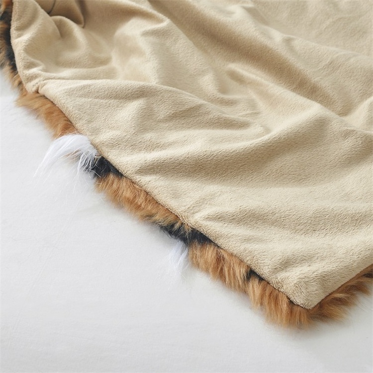 High quality cheap throw faux fur blanket acrylic faux fur throw blanket tiger's whiskers