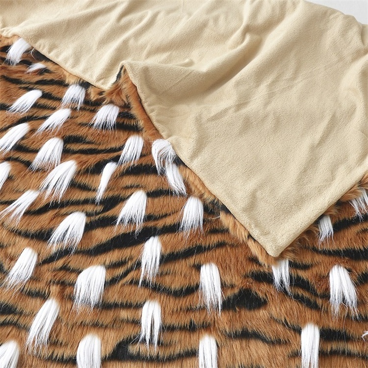 High quality cheap throw faux fur blanket acrylic faux fur throw blanket tiger's whiskers