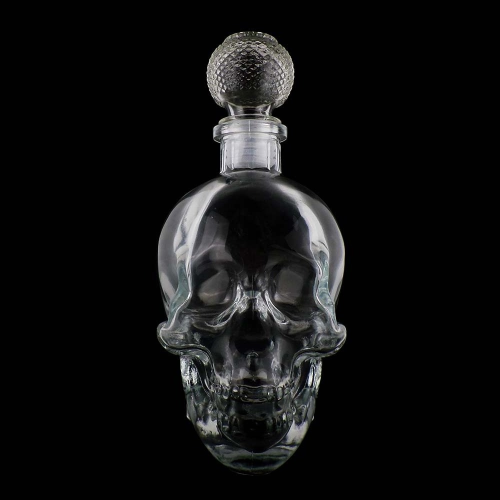 skull head shape 100ml 180ml 380ml 750ml empty whisky bottle packing with stopper