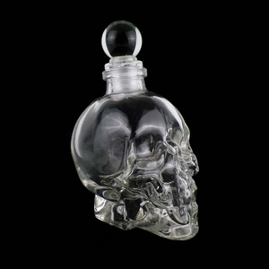 skull head shape 100ml 180ml 380ml 750ml empty whisky bottle packing with stopper