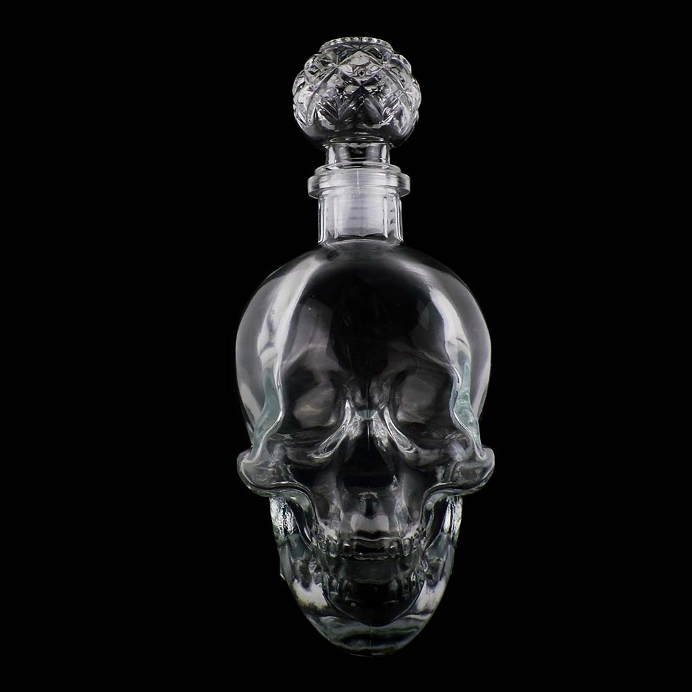 skull head shape 100ml 180ml 380ml 750ml empty whisky bottle packing with stopper