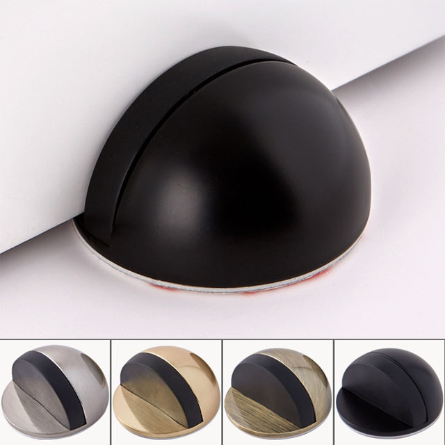 Door Stopper With Black Buffer Rubber Hardware Magnetic Mounted Decorative 304 Stainless Steel Floor Mounted Door Stopper