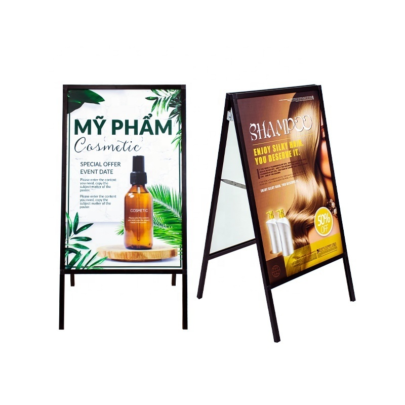 sidewalk display sign shop menu metal cafe sidewalk sign advertising pavement sign holder