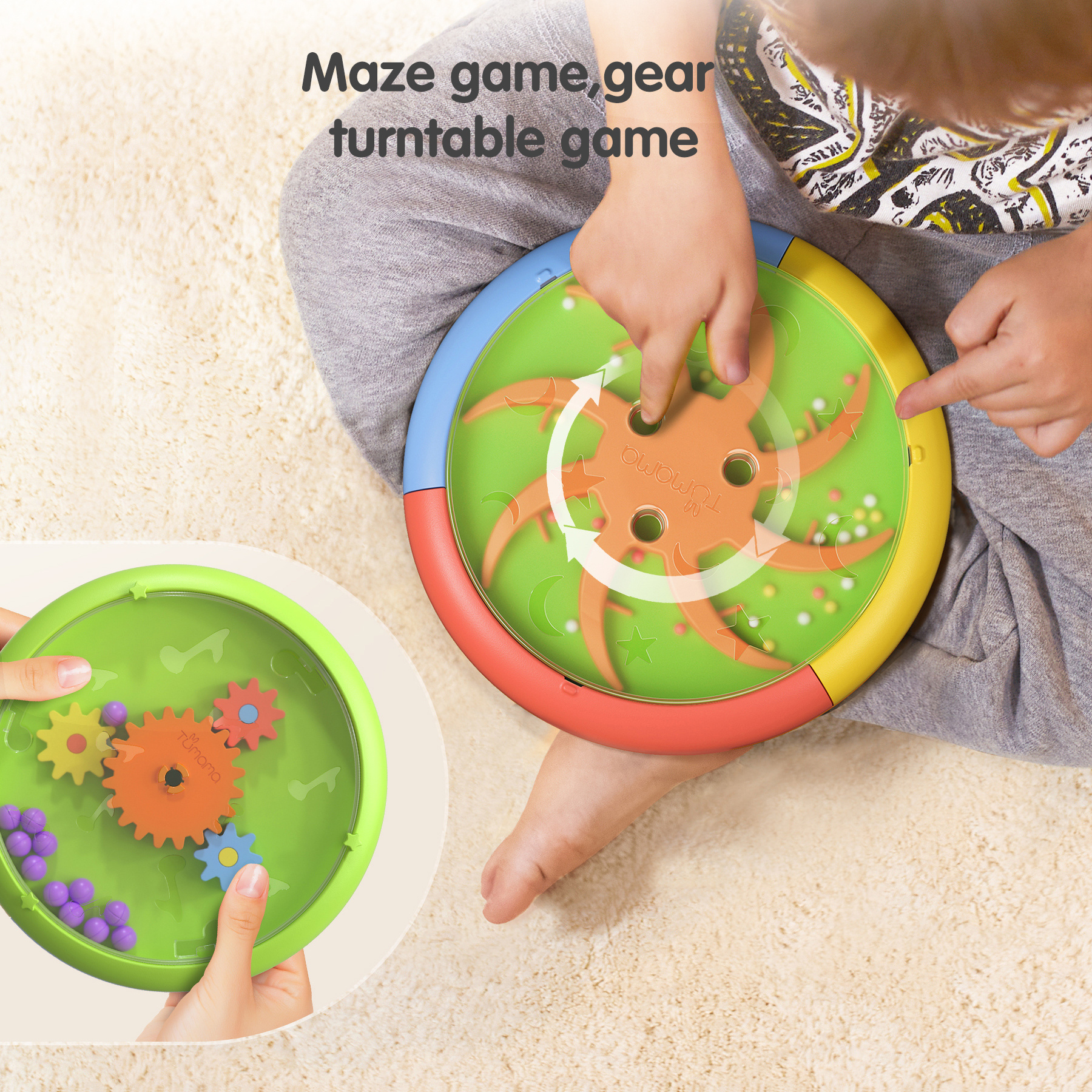 Tumama Kids 3 in 1 Baby Electronic Cartoon Frog Drum Music Sets Flash Mini Musical Hand Drum Toy