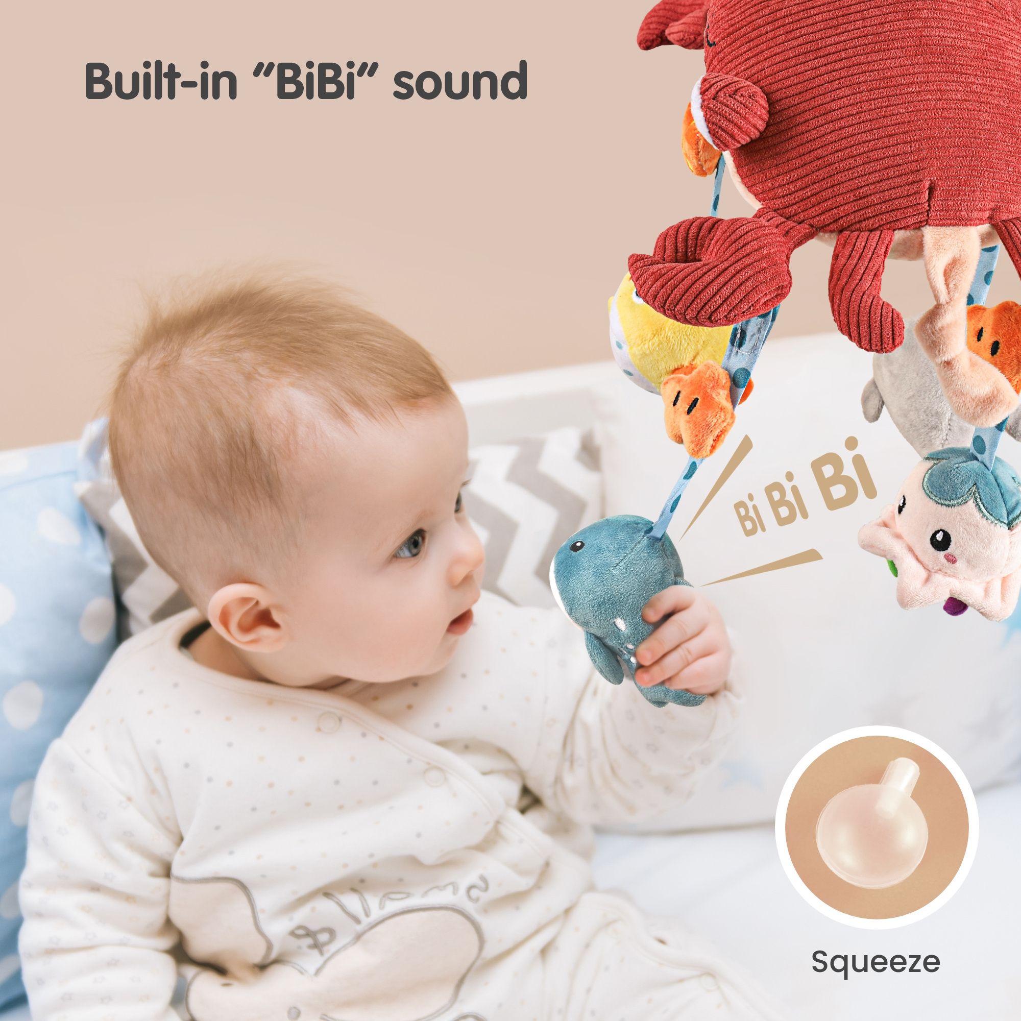 Tumama Kids New Design Animal Baby Toy Crab Mobile Crib Baby Stroller Lathe Hanging Bell Appease Rattle Plush Children's Toys