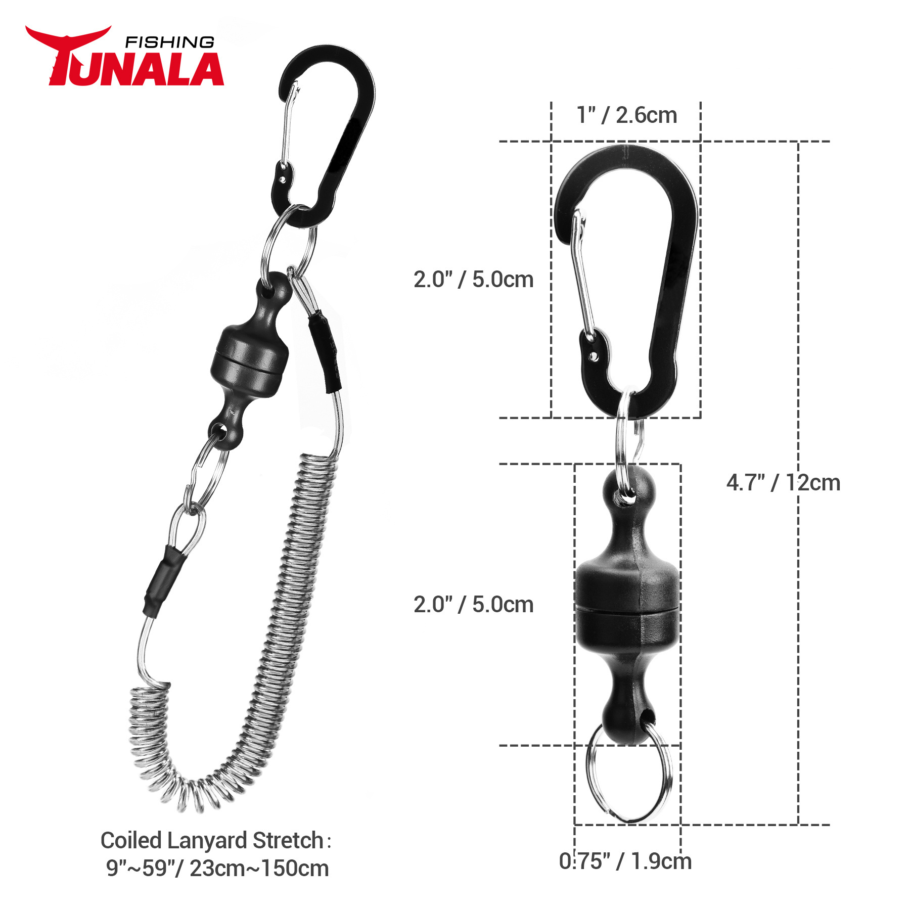 Heavy Duty Fishing Strongest Magnetic Net Release Magnet Clip Holder Retractor with Coiled Lanyard